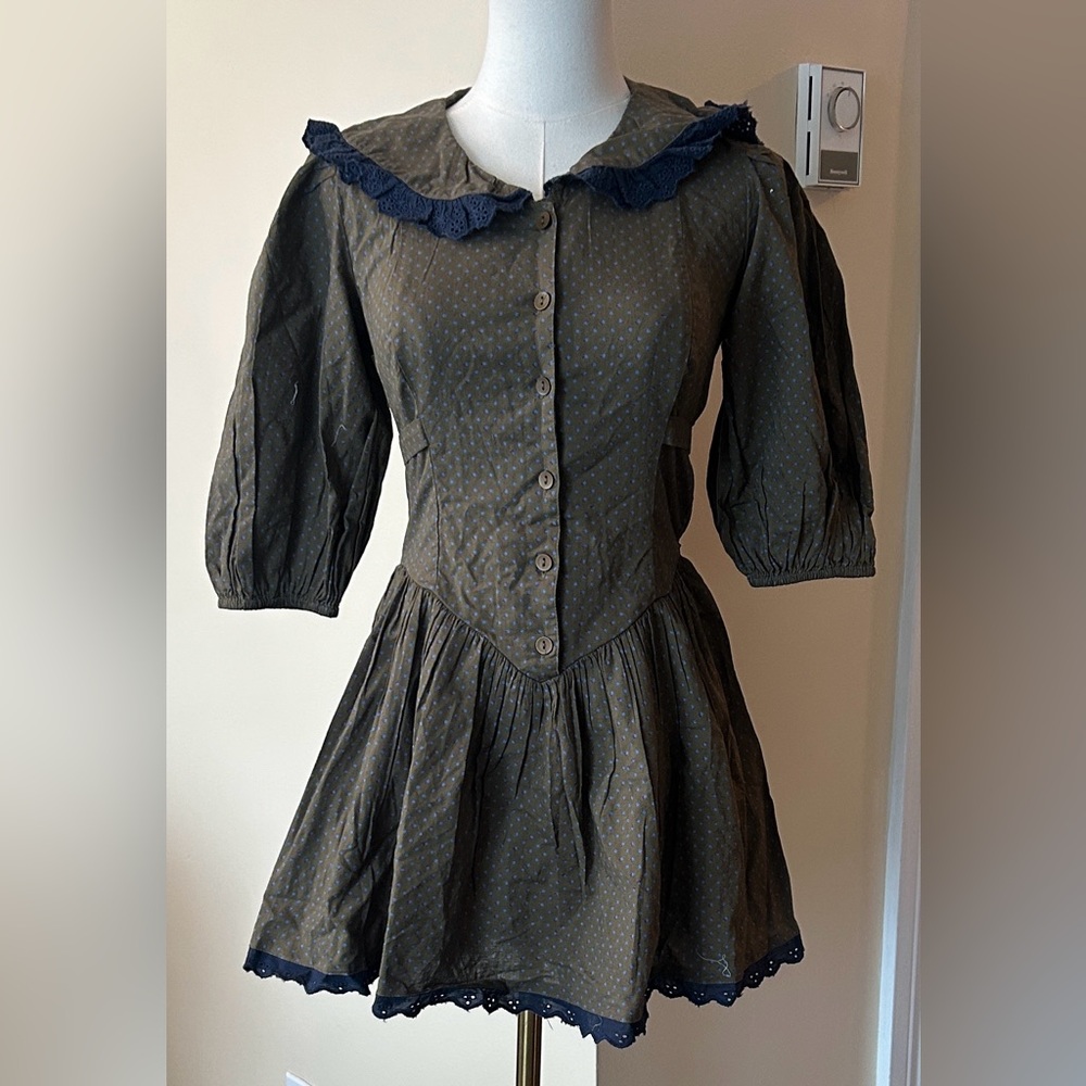 FREE PEOPLE Need To Know Mini Dress Army Combo size 2 - Picture 5 of 8